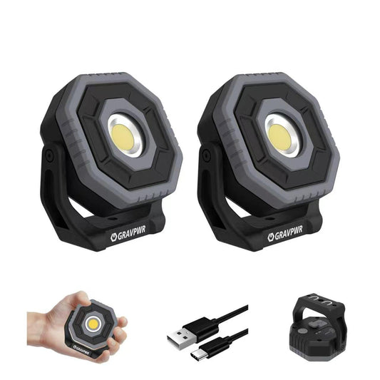 W7-2PCS Work Light,800LM, LED Magnetic Light ,2600mAh Type-C , IP65 IK07