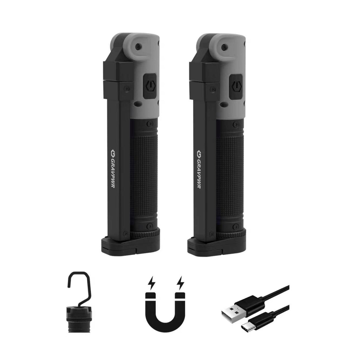 F7-2PCS Work Light ,850LM, LED Magnetic Light ，2600mAh Type-C , IP65 IK07 UV