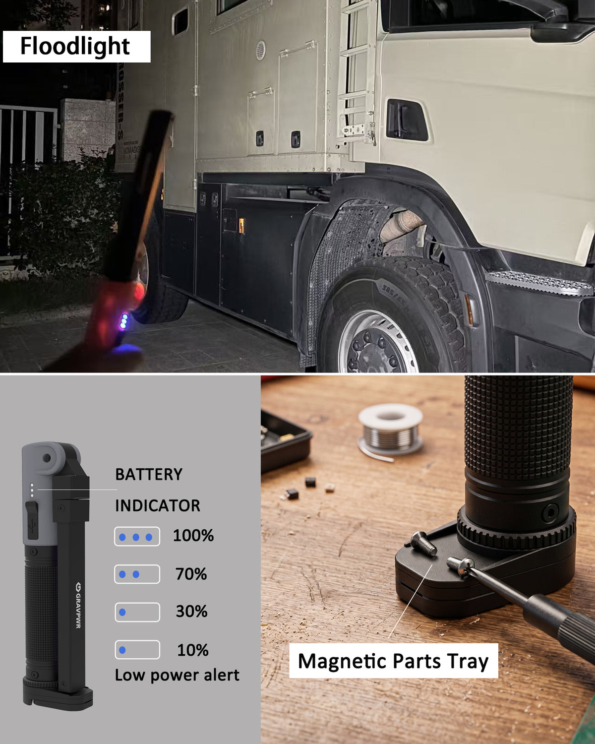 F7-2PCS Work Light ,850LM, LED Magnetic Light ，2600mAh Type-C , IP65 IK07 UV