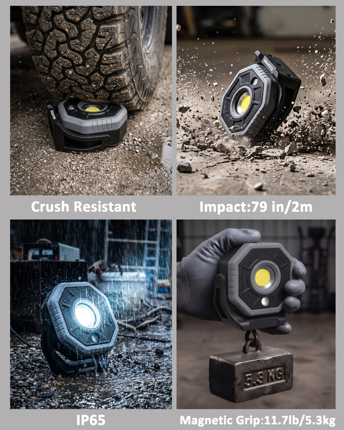 W8 Work Light,2000LM, LED Magnetic Light ,5200mAh Type-C , IP65 IK07