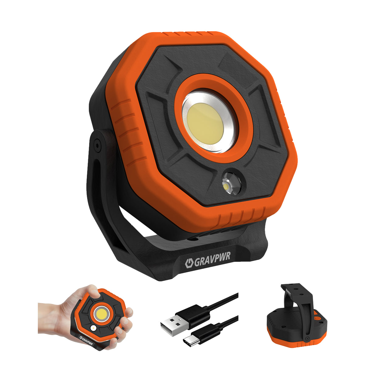 W8 Work Light,2000LM, LED Magnetic Light ,5200mAh Type-C , IP65 IK07